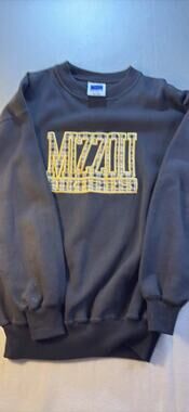Vintage Y2K Mizzou Tigers Plaid Appliqué Crewneck-Large